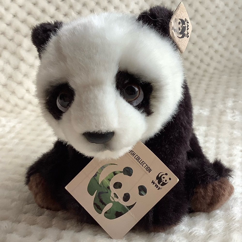 WWF Adorable Sad Eyes Plush Panda Bear Stuffed Animal Toy with Tags